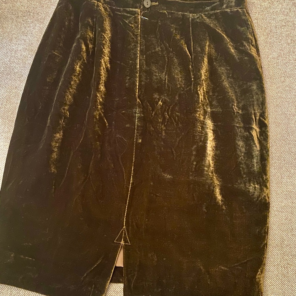 Gold Brown Midi Pencil Skirt for Cocktail Nights